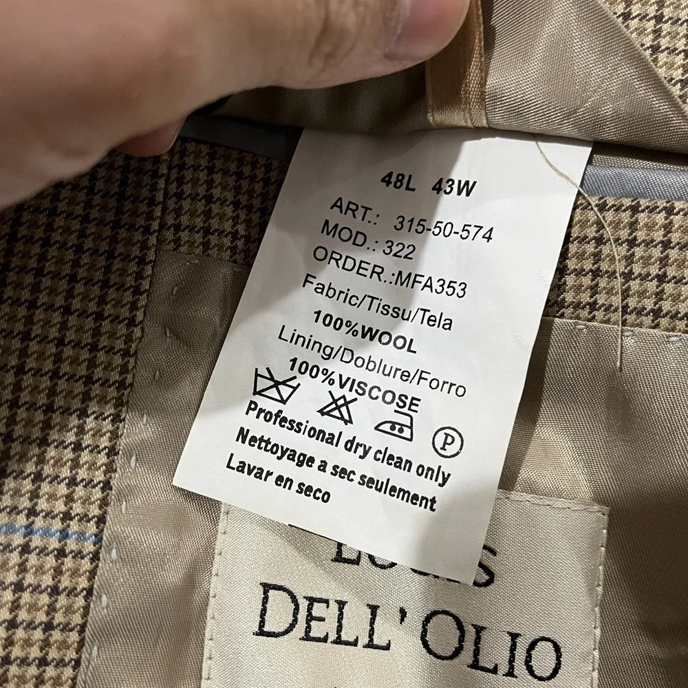 Louis Dell'Olio Blazer‎ Mens 48L Check Wool Italian Quiet Luxury Academia Preppy